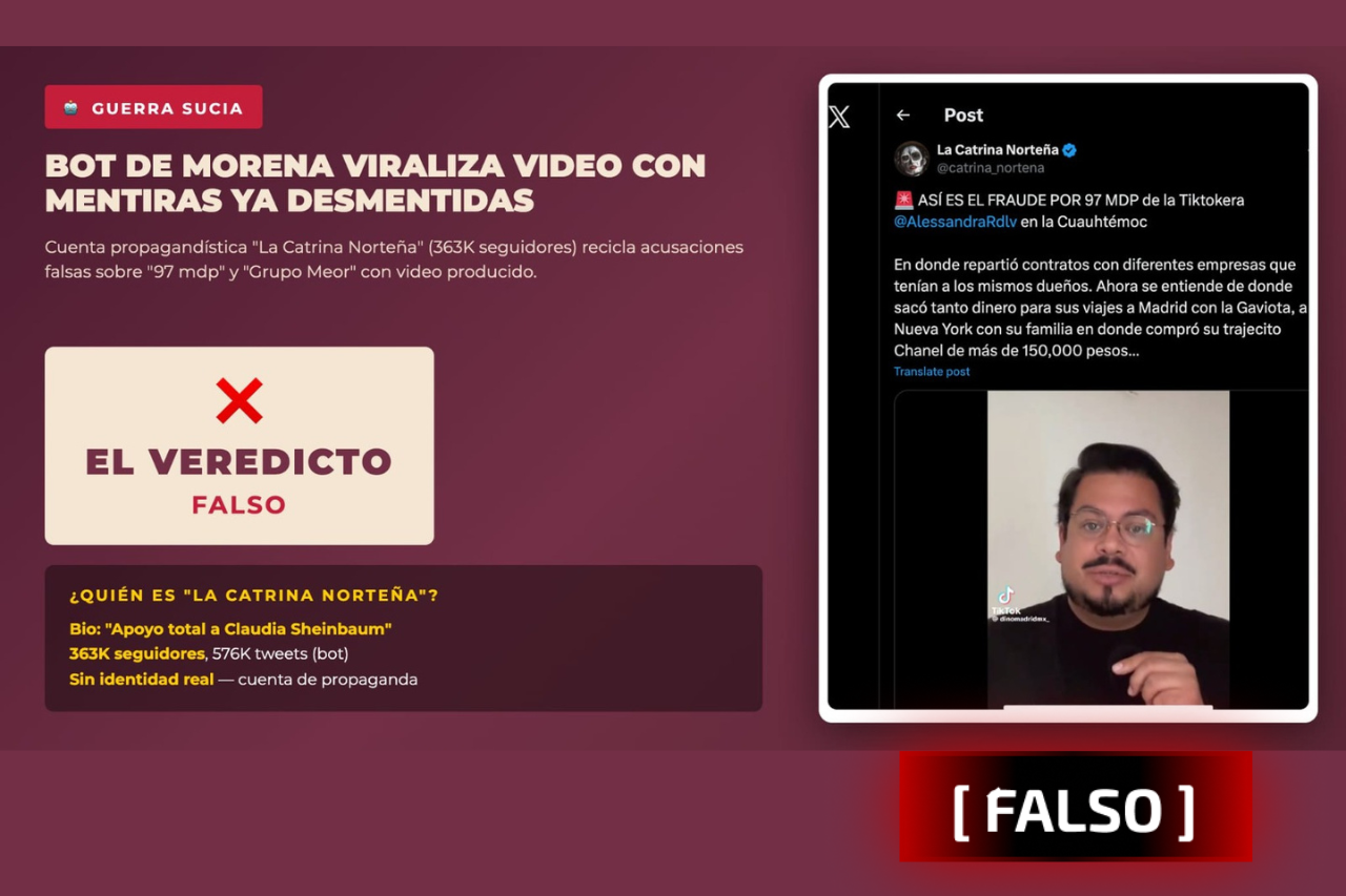 Bot de Morena viraliza video con mentiras ya desmentidas contra Alessandra