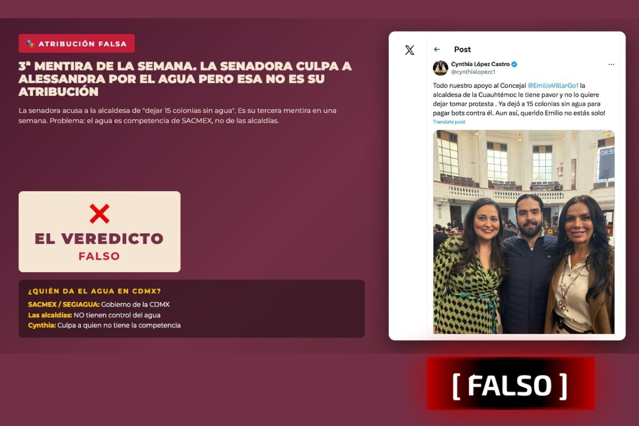 3ª MENTIRA DE LA SEMANA: Cynthia López Castro culpa a Alessandra por el agua, pero esa no es su atribución