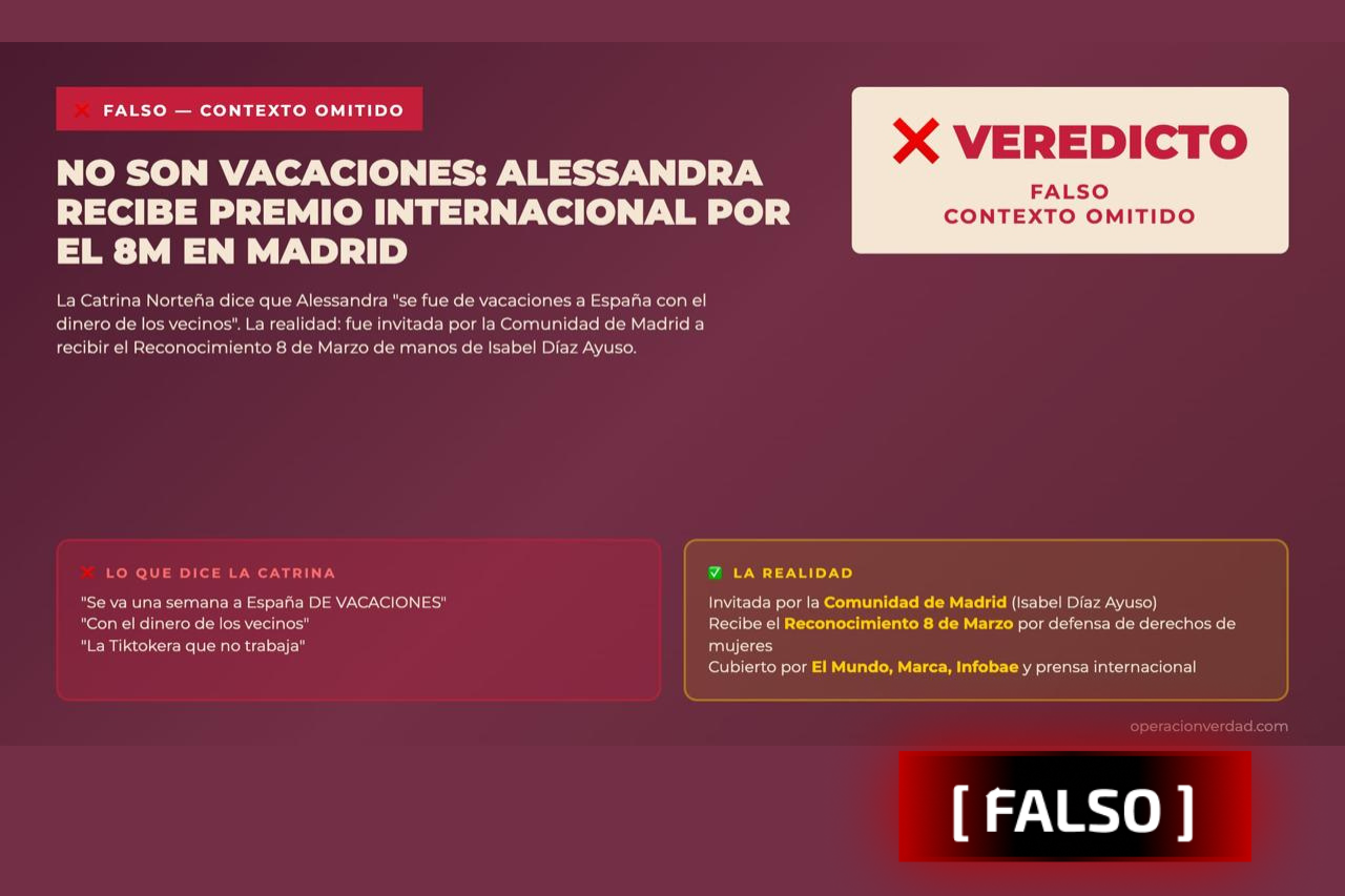 No son vacaciones: Alessandra recibe premio internacional por el 8M en Madrid
