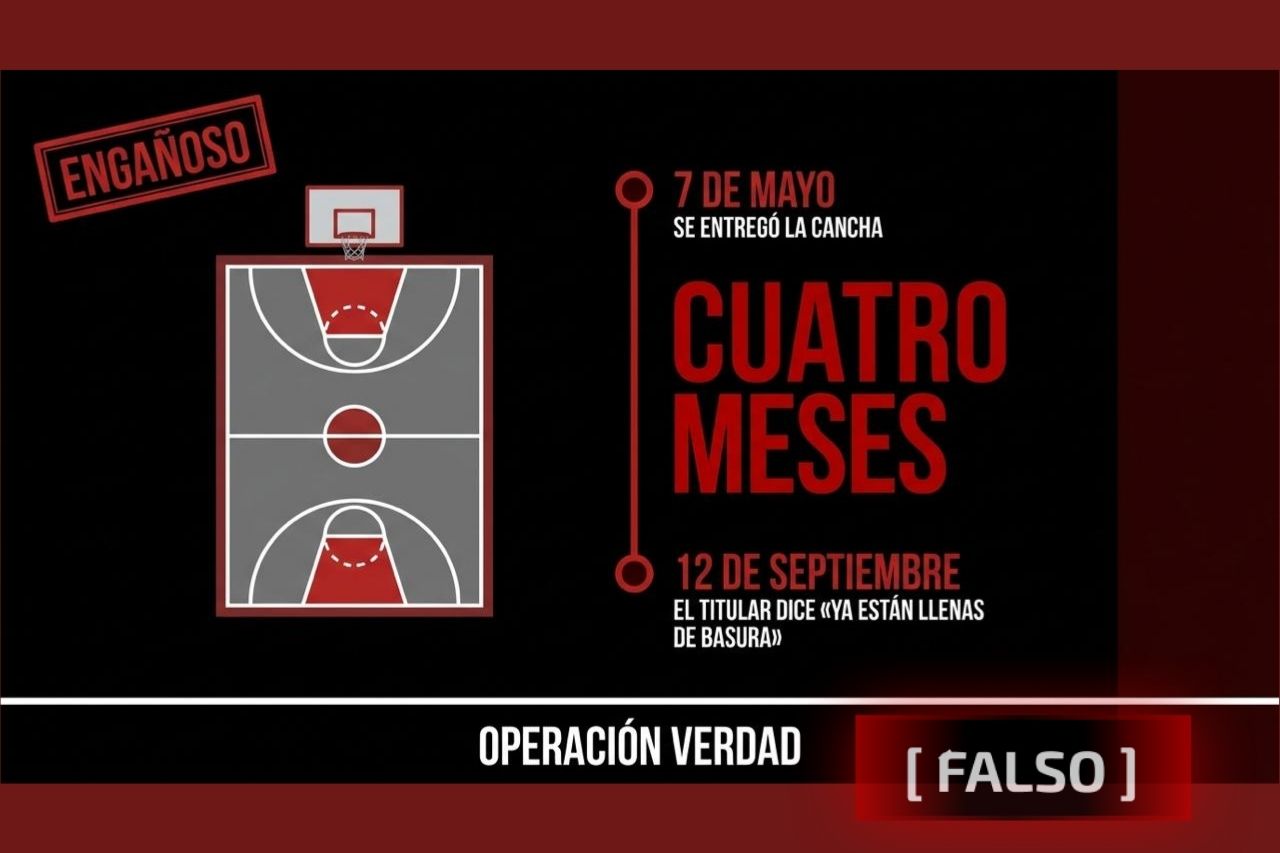 La prueba es el TikTok de otra persona y la cancha se entregó hace cuatro meses, no ahora